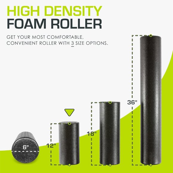 High Density Foam Rollers 12 - inches Long, Firm Full Body Athletic Massage Tool - Picture 2 of 7
